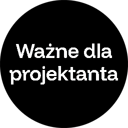 czarne kółko z tekstem ważne dla projektanta